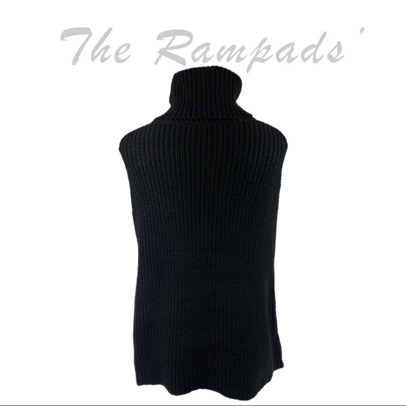 NEW Black Ann Taylor Turtleneck Longline Sleeveless Sweater Size Small - Picture 4 of 11